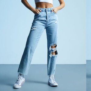 PacSun Eco Light Blue Ripped High Waisted Straight Leg Jeans Size 27